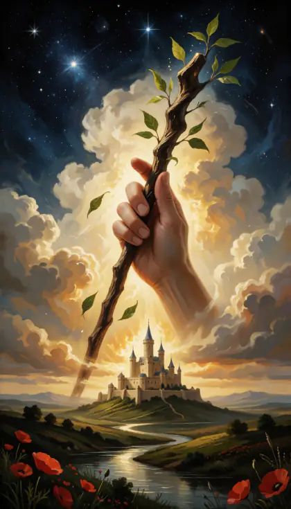 Ace of Wands, Minor Arcana · Wands, from the oil-painted Garden of Arcana tarot deck