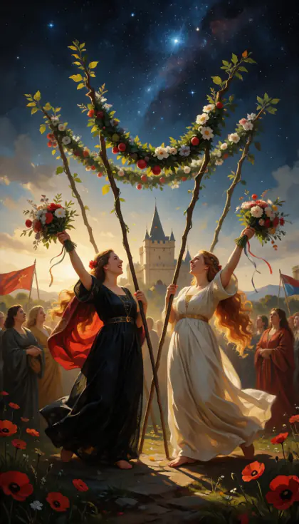 Four of Wands, Minor Arcana · Wands, from the oil-painted Garden of Arcana tarot deck