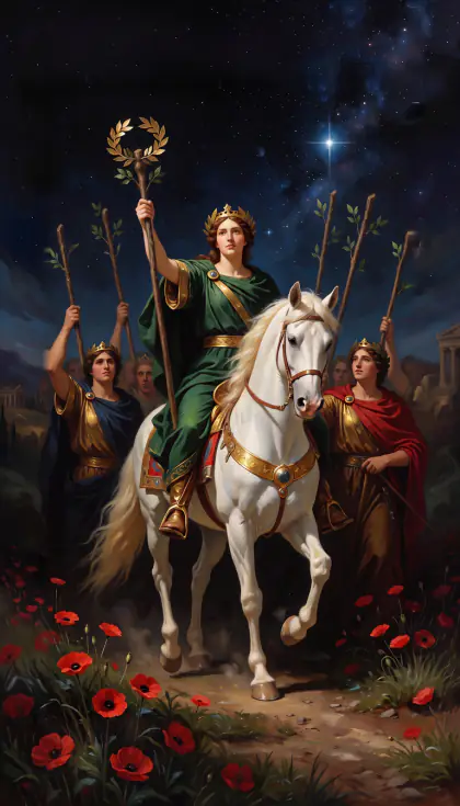 Six of Wands, Minor Arcana · Wands, from the oil-painted Garden of Arcana tarot deck