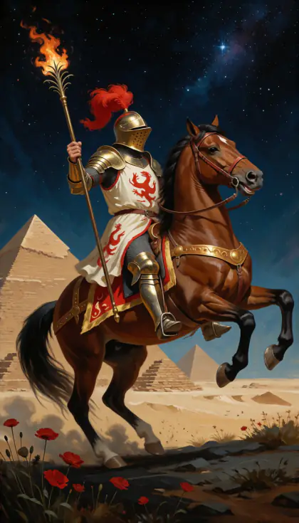 Knight of Wands, Minor Arcana · Wands, from the oil-painted Garden of Arcana tarot deck