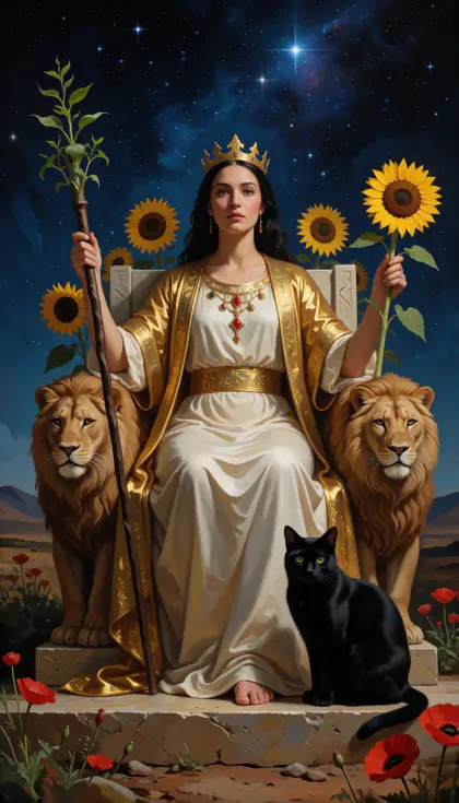 Queen of Wands, Minor Arcana · Wands, from the oil-painted Garden of Arcana tarot deck