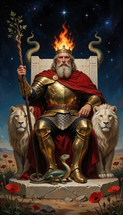 King of Wands, Minor Arcana · Wands, from the oil-painted Garden of Arcana tarot deck