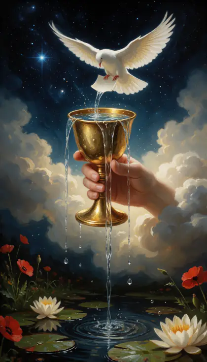 Ace of Cups, Minor Arcana · Cups, from the oil-painted Garden of Arcana tarot deck