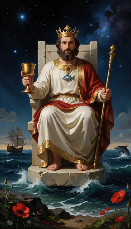 King of Cups, Minor Arcana · Cups, from the oil-painted Garden of Arcana tarot deck