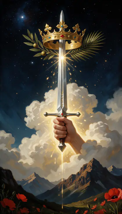 Ace of Swords, Minor Arcana · Swords, from the oil-painted Garden of Arcana tarot deck