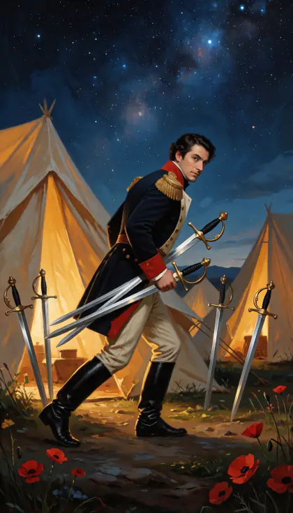 Seven of Swords, Minor Arcana · Swords, from the oil-painted Garden of Arcana tarot deck
