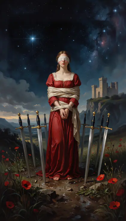 Eight of Swords, Minor Arcana · Swords, from the oil-painted Garden of Arcana tarot deck