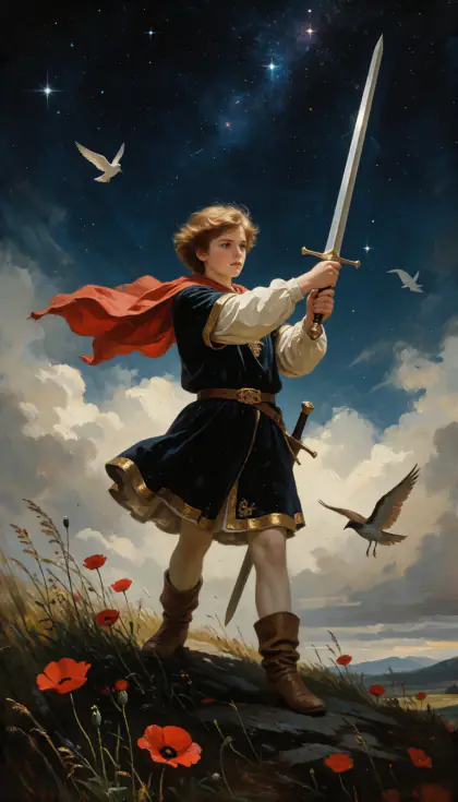 Page of Swords, Minor Arcana · Swords, from the oil-painted Garden of Arcana tarot deck