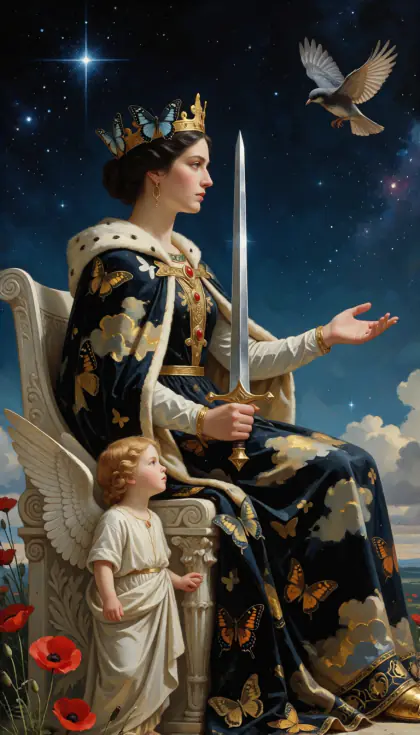 Queen of Swords, Minor Arcana · Swords, from the oil-painted Garden of Arcana tarot deck