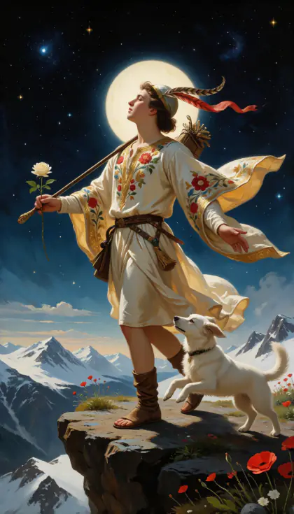 The Fool, Major Arcana · 0, from the oil-painted Garden of Arcana tarot deck