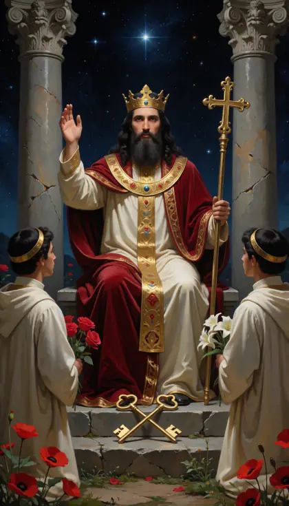 The Hierophant, Major Arcana · V, from the oil-painted Garden of Arcana tarot deck