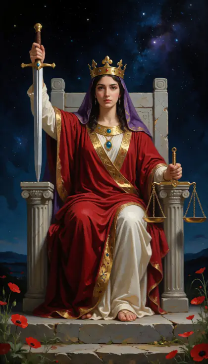 Justice, Major Arcana · XI, from the oil-painted Garden of Arcana tarot deck