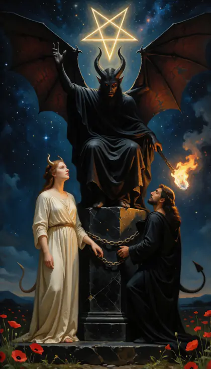 The Devil, Major Arcana · XV, from the oil-painted Garden of Arcana tarot deck