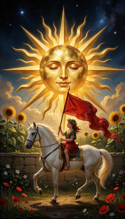 The Sun, Major Arcana · XIX, from the oil-painted Garden of Arcana tarot deck